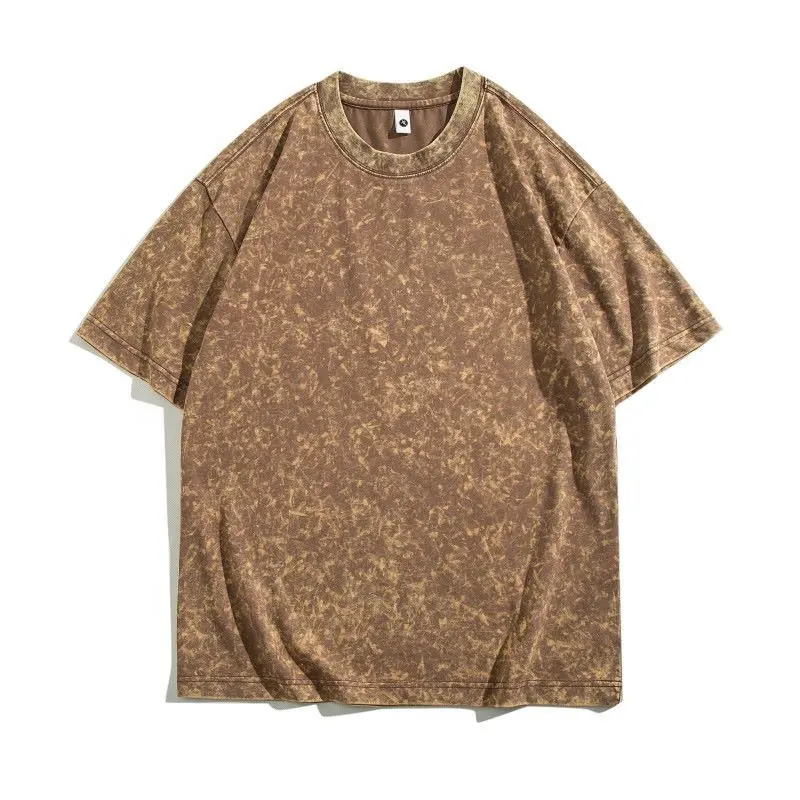 230g erkek o-boyun yıkanmış t-shirt yaz artı boyutu için özelleştirilmiş baskı pamuk Tee katı Hip Hop Casual boy Batik Tops