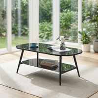 Table basse moderne à 2 niveaux en verre avec centre en métal, design réglable, taille et couleur personnalisables pour salon et usage domestique