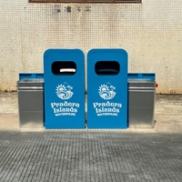Poubelle de recyclage bleue personnalisée à 2 compartiments, poubelle extérieure en métal pour les poubelles de rue et les parcs de la ville