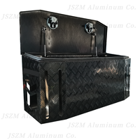 Boîte à outils en aluminium noire à demi-porte pour caravanes, boîte à outils en aluminium pour camion avec étagères réglables