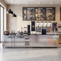 Équipement de qualité supérieure pour Bubble Tea, Machine à Thé au Lait pour Salon de Thé Boba, Plan de Travail Réfrigéré, Bar à Eau, Poste de Travail