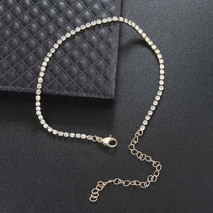 Haute qualité en alliage d'argent cristal Tennis femmes diamant Tennis Bracelet Zircon simple rangée plein diamant plaqué or chaîne de Tennis - Product Image 3