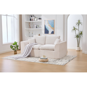 Ensemble de canapé modulaire convertible en velours 2 places avec housses de coussin amovibles, garnissage en mousse à mémoire de forme, meubles écologiques - Product Image 6