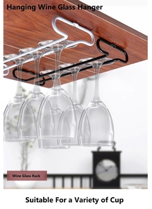 Organizzatore da Cucina <span class=keywords><strong>Salvaspazio</strong></span>, Mensola a Muro Moderna in Metallo, Portabottiglie e Portabicchieri da Vino Sospeso Sotto il Mobile - Product Image 2