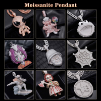 Promotion Collier Pendentif Hip Hop en Moissanite Personnalisé Motif Équestre 3D Bijoux Iced Out pour Hommes Concert Danse Tournage Vidéo