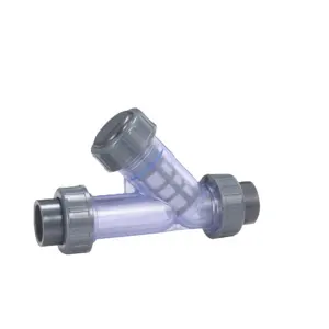 Filter Screen Water Drainage Pipe Fitting Transparent PVC Plastic Y Strainer Filter