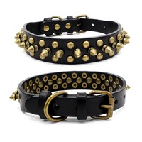 Collier pour chien vintage punk clouté en PU, robuste et réglable, pour chiens de taille moyenne et grande