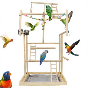 Support de jeu interactif en bois pour perroquet avec échelles et mangeoires pour l'activité des oiseaux - Product Image 4