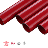 Tuyaux en acier au carbone peints en rouge ASTM A53 ERW pour structures de lutte contre l'incendie, tuyaux en acier peints avec extrémités rainurées et raccords
