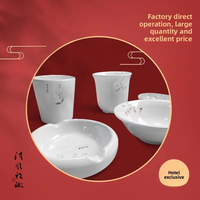 Ensemble de vaisselle commerciale de luxe légère bols à riz jetables en mélamine assiettes kit complet d'ustensiles porcelaine rétro de haute qualité