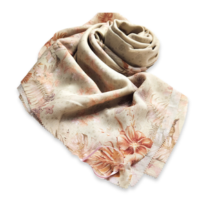 Vente en gros de foulard hijab Keiko en coton de couleur crème respirant à manches courtes impression numérique adultes à la mode pour le printemps - Product Image 5