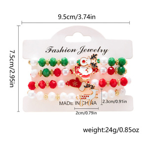 Set di braccialetti natalizi con perline, 4 pezzi, braccialetti elastici impilabili con Babbo Natale, gioielli per feste di Natale, regalo per donne e ragazze - Product Image 3