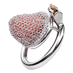 Jaula de Castidad de Malla Metálica FRRK, Anillos para Pene de Acero Inoxidable, Juguetes Sexuales para Adultos - Product Image 3