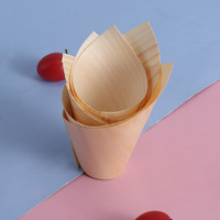 Biodégradable jetable frites cuisson gaufre en bois compostable plateaux alimentaires couverts porte-frites Krafts tasses cônes