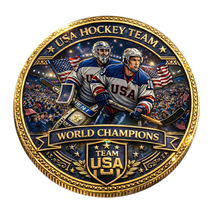 Moneda Conmemorativa del Equipo de Hockey de EE. UU. Campeón del Mundo, Artesanía en Metal, Decoración Deportiva, Regalo Coleccionable - Product Image 2