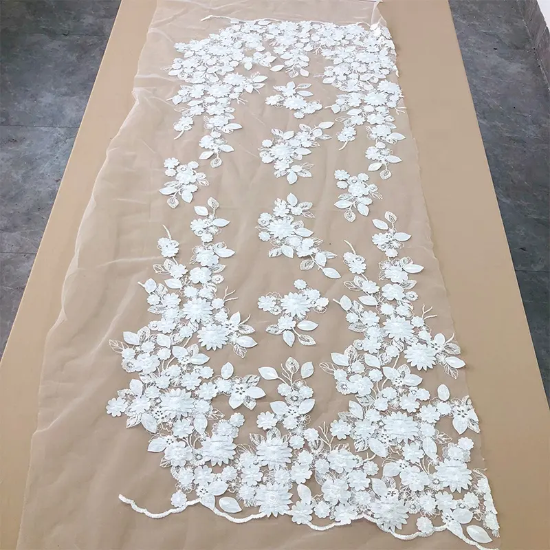 3D çiçek nakış kumaş dantel çiçek ağır sanayi çiçek yama zanaat düğün nakış kumaş WS3D-02