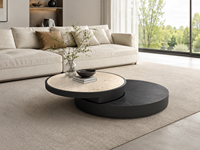 Table d'appoint contemporaine à niveaux avec double plateau rond, mobilier de salon moderne, fabricant OEM