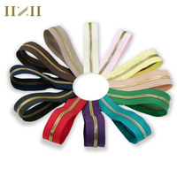 Vente flash 5 #   Fermetures éclair colorées au mètre, fermeture éclair en nylon personnalisée, chaîne longue pour bagages, dents en métal argenté, ruban de fermeture éclair en nylon