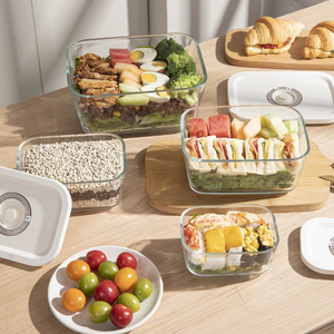 Contenitore per alimenti in <span class=keywords><strong>vetro</strong></span> ermetico impilabile di alta gamma con pompa speciale contenitore per alimenti <span class=keywords><strong>sottovuoto</strong></span> impostato per mantenere gli alimenti freschi più a lungo - Product Image 3