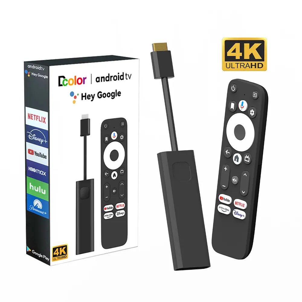 4K TV 스틱 2GB 16GB S905Y4 음성 제어 BT 5.0 4K 스트리밍 미디어 플레이어 4K 구글 TV 스틱 인증