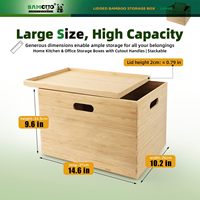 Boîte de rangement en bambou de grande capacité avec couvercle, pour la maison, la cuisine et le bureau, avec poignée pour ranger la vaisselle et les objets artisanaux