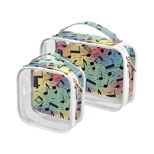 Sacs cosmétiques de haute qualité, transparents, imperméables, en PVC, avec fermeture éclair, sac de toilette personnalisé avec logo, fleurs hawaïennes, pour les voyages - Product Image 1