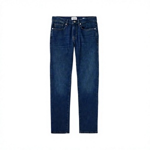 Jeans droits pour hommes de haute qualité, à braguette mi-boutonnée, en coton et élasthanne, grande taille, respirants, coupe classique, originaux, vente en gros personnalisée - Product Image 1