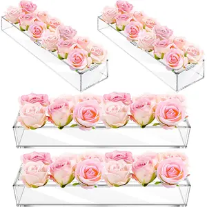 थोक वाटरप्रूफ संरक्षित गुलाब सूखे फूल आयताकार ऐक्रेलिक फूल बॉक्स स्पष्ट उच्च गुणवत्ता वाले लक्जरी गुलाब ऐक्रेलिक फूल बॉक्स