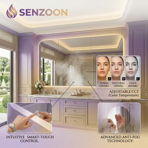 <span class=keywords><strong>Miroir</strong></span> LED rétroéclairé pour salon de coiffure à CRI élevé avec interrupteur à trois couleurs pour poste de coiffeur professionnel et studio de beauté - Product Image 6