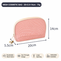 Sac de Maquillage en Maille en Gros, Trousse de Voyage à Grande Ouverture, Personnalisable avec Logo, Portable pour Femmes et Filles, Porte-Pinceaux et Accessoires de Toilette