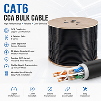 Cable CAT6 de 1 Gbps y 250 MHz para interiores, con revestimiento de PVC negro, cable Ethernet LAN con conductor CCA y separador cruzado para enrutador y switch de red.