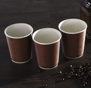 8oz 12oz 16oz conception personnalisée à <span class=keywords><strong>triple</strong></span> paroi tasses en papier ondulation tasses à café en papier peint ondulé - Product Image 5