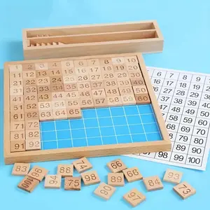 Numeri 1-100 in legno tavola cognitiva Montessori matematica illuminazione aiuti didattici in legno giocattoli educativi per bambini