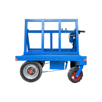 Carro de mano de obra eléctrico fácil de plegar, carro de transporte de carga de cuatro ruedas de 500kg para placa de vidrio, placas de yeso y Metal
