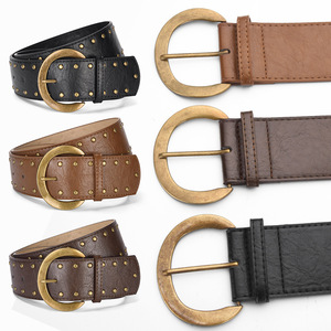 <span class=keywords><strong>Ceinture</strong></span> cloutée de luxe tendance pour <span class=keywords><strong>femme</strong></span> avec rivets et boucle ardillon métallique, haute qualité, idéale pour les tenues de soirée - Vente en gros - Product Image 1