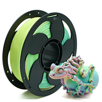 Filamen sutra ganda & Tri warna PLA 1.75mm PLA 3D Printer bi-warna 1kg (2,2 lbs) kecepatan tinggi PLA Matte filamen multiwarna