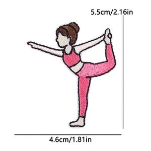 Patch brodé créatif thermocollant Série Rose Fille de Yoga de Dessin Animé pour la décoration artistique de chapeaux d'enfants - Product Image 2
