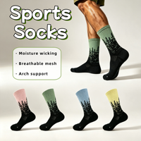 Chaussettes de sport en maille respirante, absorbant l'humidité, avec soutien de la voûte plantaire, en polyester tricoté, à blocs de couleur et amortissantes