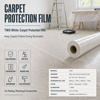 Film de protection pour tapis en LDPE 2,5/3 mil 24 pouces x 200 pieds, auto-adhésif, pour usage résidentiel