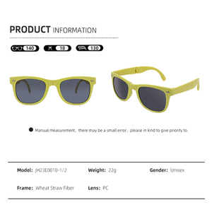 Gafas de Sol Cuadradas Clásicas para Adultos, UV400, Marco Plegable de Fibra de Paja de Trigo - Product Image 4