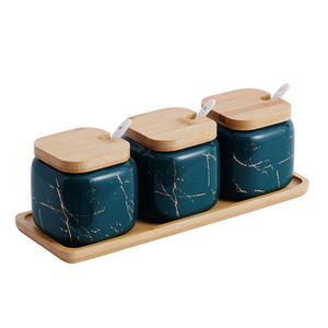 Juego de recipientes para condimentos de estilo japonés, de cerámica con diseño de mármol, para el hogar. - Product Image 3