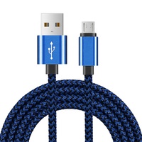 Câble de charge et de synchronisation de données 2.1A en cuivre pur avec gaine tressée en PVC, Micro Type C vers USB
