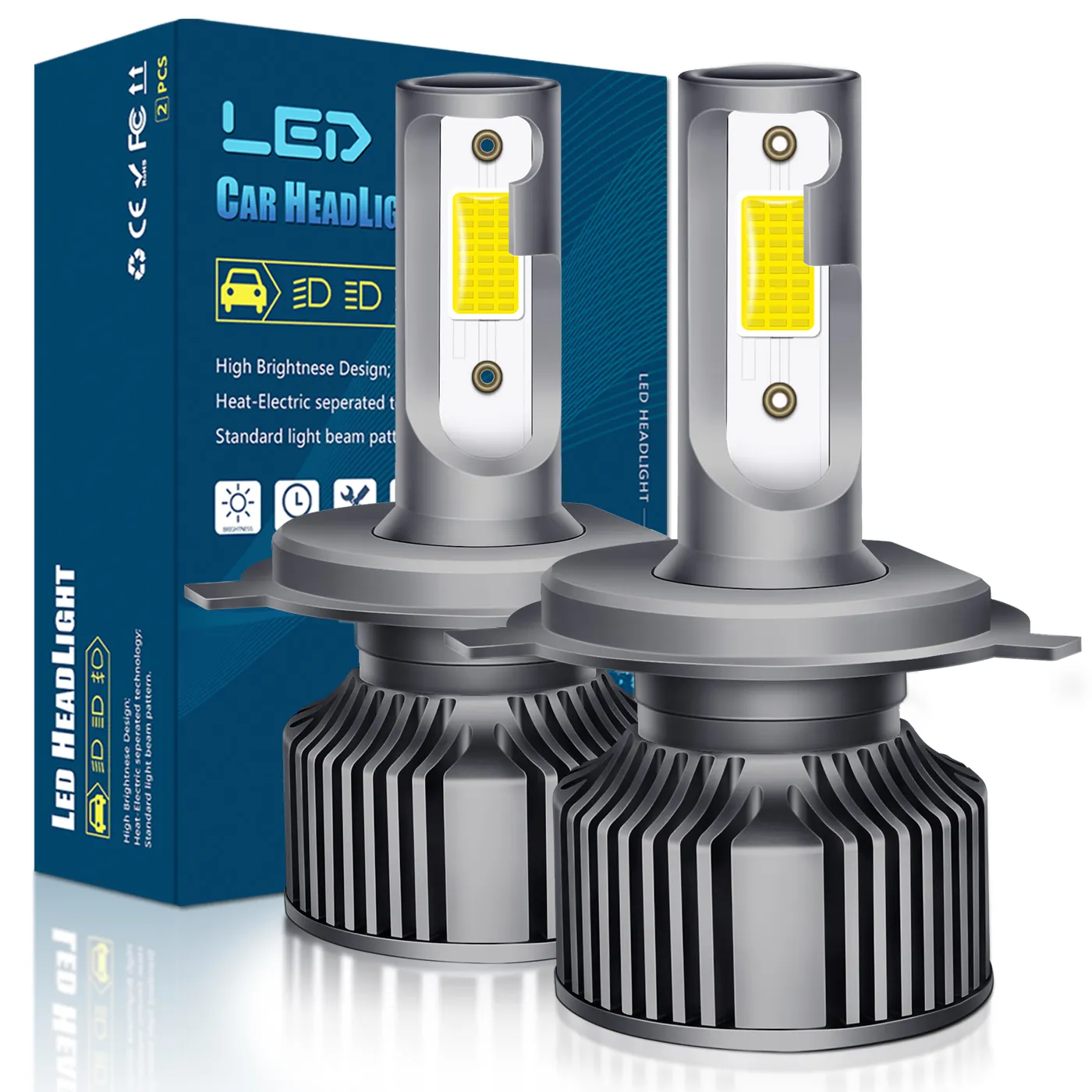 Harga Pabrik Terbaik H4 Cob Led Auto Sistem Pencahayaan Led Lampu Depan Mobil Aksesoris Lampu Depan