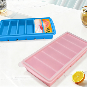 Tái sử dụng 6-Grid bao phủ Silicone khay đá mùi kháng BPA-free khuôn cho đồ uống & bữa ăn chuẩn bị - Product Image 2