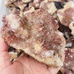 Spécimen minéral d'énergie naturelle <span class=keywords><strong>rare</strong></span> Quartz clair géode grappes de cristal rouge pour la guérison décorer - Product Image 3