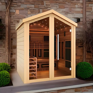 Customizável tradicional exterior pontudo telhado sauna novo design com vapor molhado função madeira de pinho sólido para 2 pessoas - Product Image 4