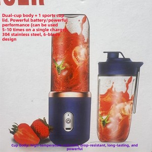 Otro Exprimidor de Frutas Portátil Pequeño para el Hogar, USB, para Exteriores, con Doble Vaso y Tapa Deportiva, Seis Cuchillas, Azul CT268 - Product Image 2