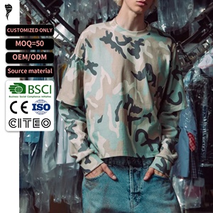T-shirt camouflage double couche pour homme 2026 Nouveau modèle oversize à manches longues Streetwear Service OEM ODM personnalisé - Product Image 1