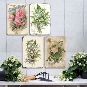 Letrero Metálico Vintage con Diseño de Rosas, Decoración de Rosas Escocesas y Lirios del Valle para el Hogar, Cocina, Arte de Pared, Placa Botánica Retro - Product Image 2
