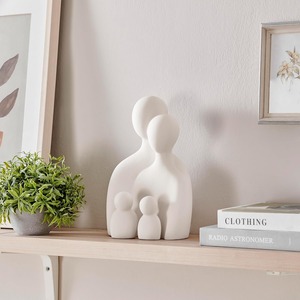 Crème Art Déco Trois Pièces Famille de 4 Sculpture Décorative Accent Mat PVC Sculpture Figure Set pour Anniversaire - Product Image 2